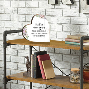 Until We Meet Again Heart Block Condolence Memorial Decor: White Distressed