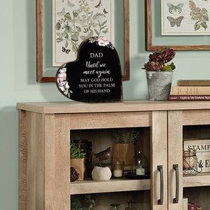 Until We Meet Again Heart Block Condolence Memorial Decor: White Distressed