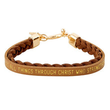 Load image into Gallery viewer, Wrapped In Love Philippians 4:13 - Brown Braided Bracelet
