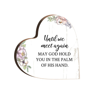 Until We Meet Again Heart Block Condolence Memorial Decor: White Distressed