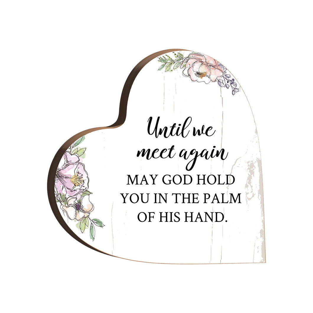 Until We Meet Again Heart Block Condolence Memorial Decor: White Distressed