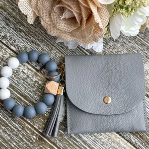 Snap Closure Wallet Keychain "Gray"