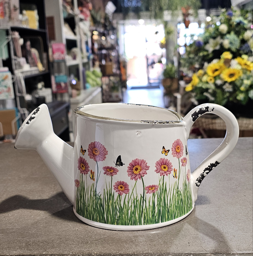 White Porcelain w/ flower Watering Can
