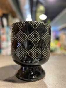 Black Check Pedestal Planter