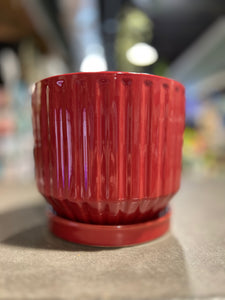 Burgundy Planter With Saucer
