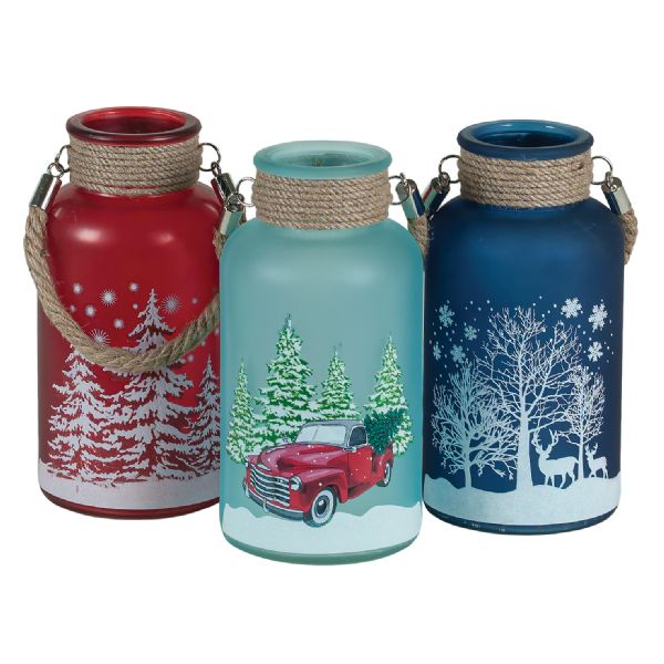 Frosted Christmas Jar - Tall - Assorted