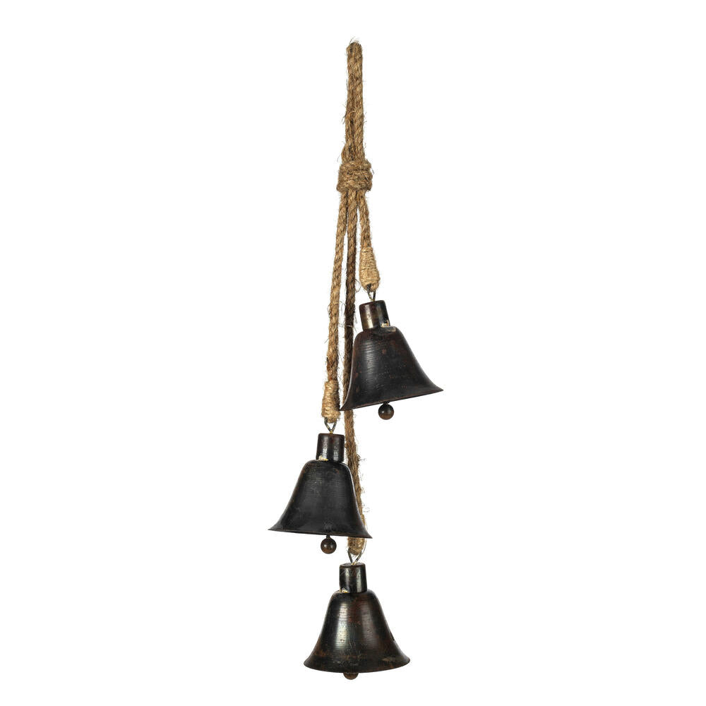 Matte Gunmetal Bells on Jute Cord.