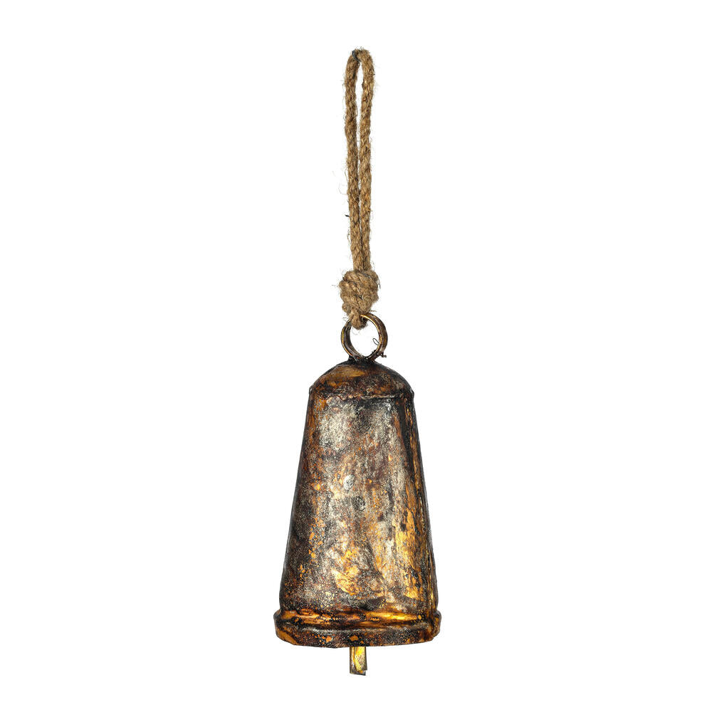 Antique Gold Country Bell Ornament on Jute Cord. - 8