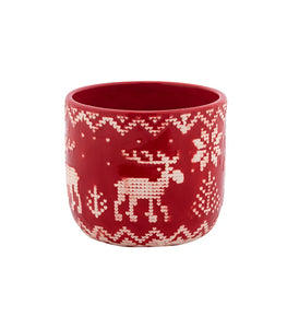 Small Red Embossed Deer Pot