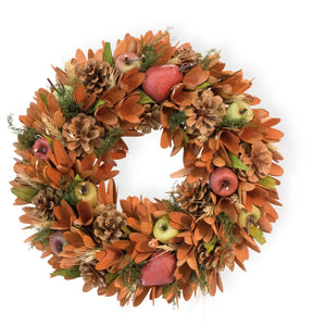 14" Wreath Apples & Pinecones Fall