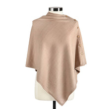 Load image into Gallery viewer, Side Button Taupe Wrap Poncho - 25x54in
