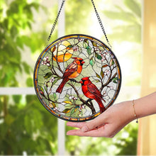 Load image into Gallery viewer, Cardinal Glass Suncatcher, Bird Glass Art, Memorial Gift: 6in
