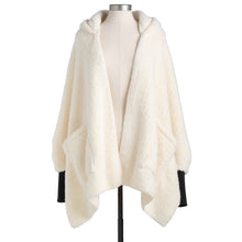 Load image into Gallery viewer, Sherpa Hooded Wrap with Cuffs - Cream
