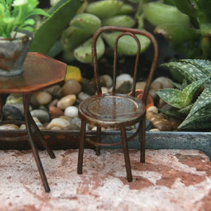 Handmade Rusty Mini Solid Round Chair 1.6"X1.5"X3.32"