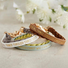 Load image into Gallery viewer, Wrapped In Love Philippians 4:13 - Brown Braided Bracelet
