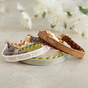 Wrapped In Love Philippians 4:13 - Brown Braided Bracelet