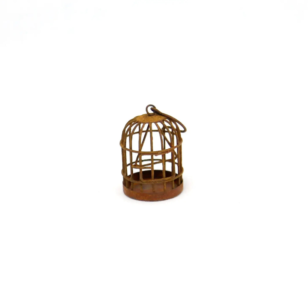 Handmade Rusty Mini Hanging Bird Cage