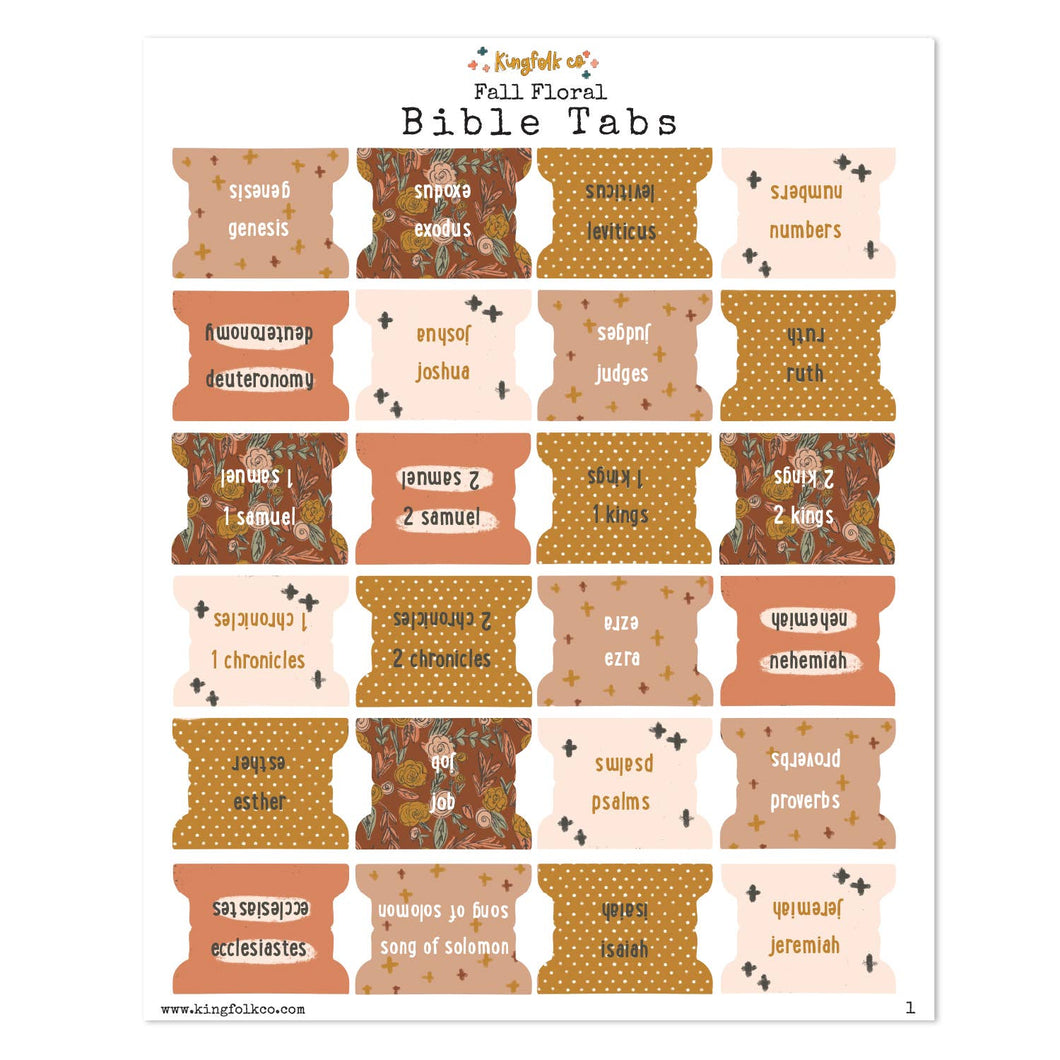 Fall Floral Bible Tabs