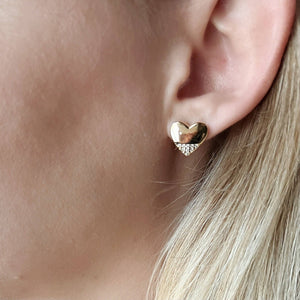 18k Gold Filled Heart Stud with Cubic Zirconia Stones