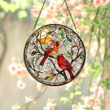 Load image into Gallery viewer, Cardinal Glass Suncatcher, Bird Glass Art, Memorial Gift: 6in
