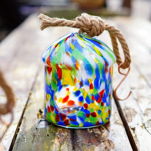 Hand Blown Glass Multicolored Bird House