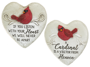 Cardinal Memorial Garden Heart Figurines