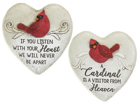 Cardinal Memorial Garden Heart Figurines