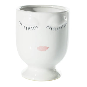Ceramic Planter with Painted Face