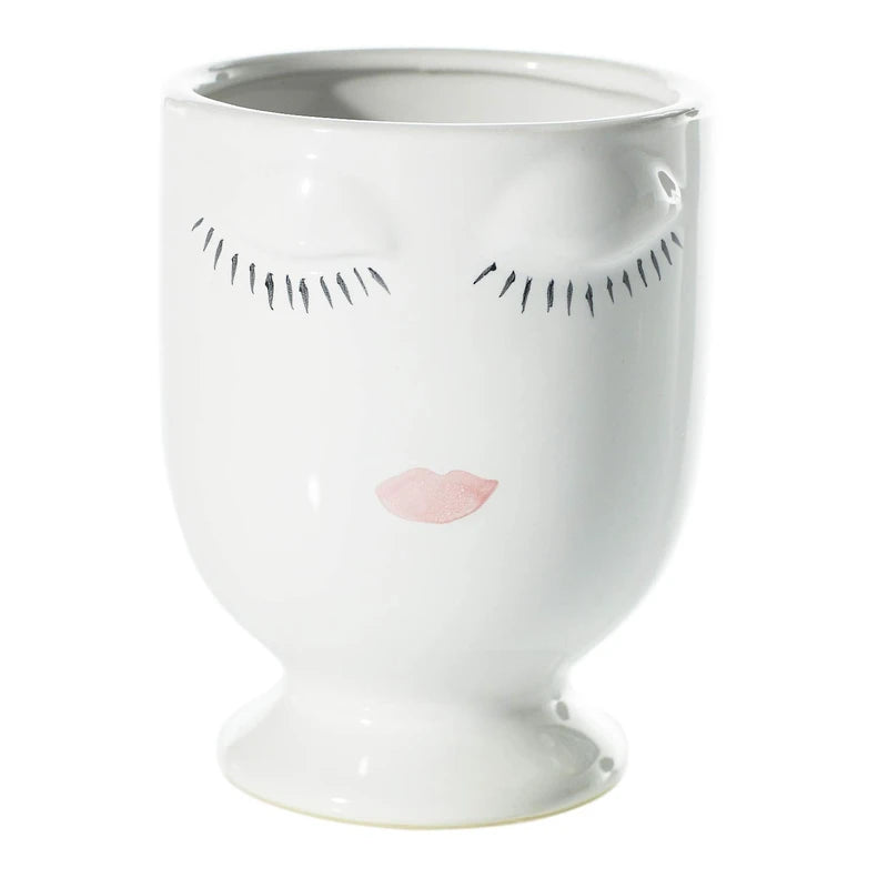 Ceramic Planter with Painted Face
