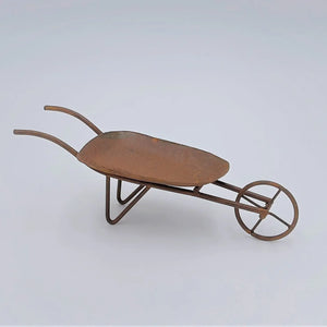 Mini Rusty Tin Wheelbarrow 6"