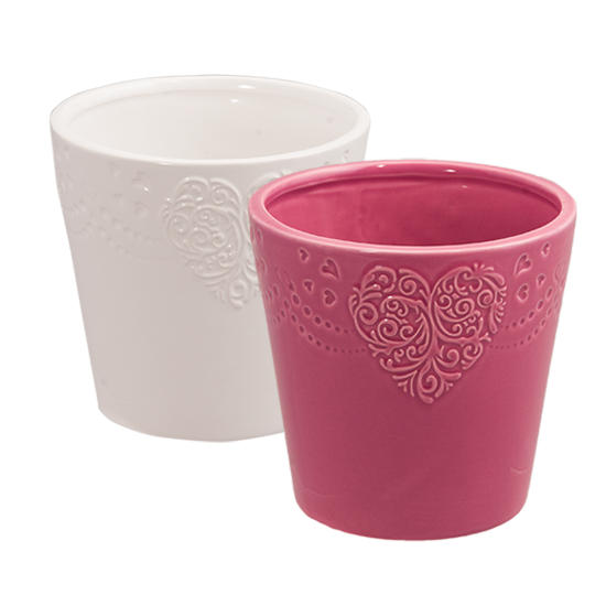 Pink or White Filigree Planter