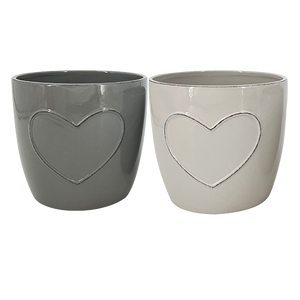 White or Grey Heart Planter