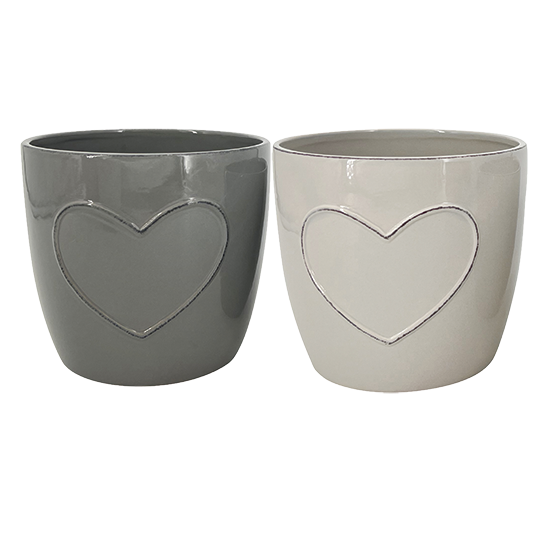 White or Grey Heart Planter