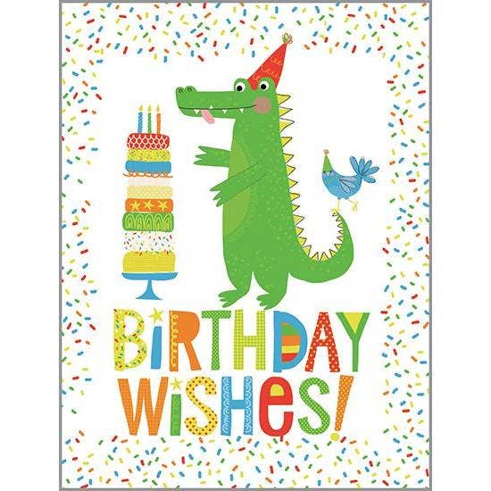 Birthday Greeting Card - Alligator & Cake-Kids