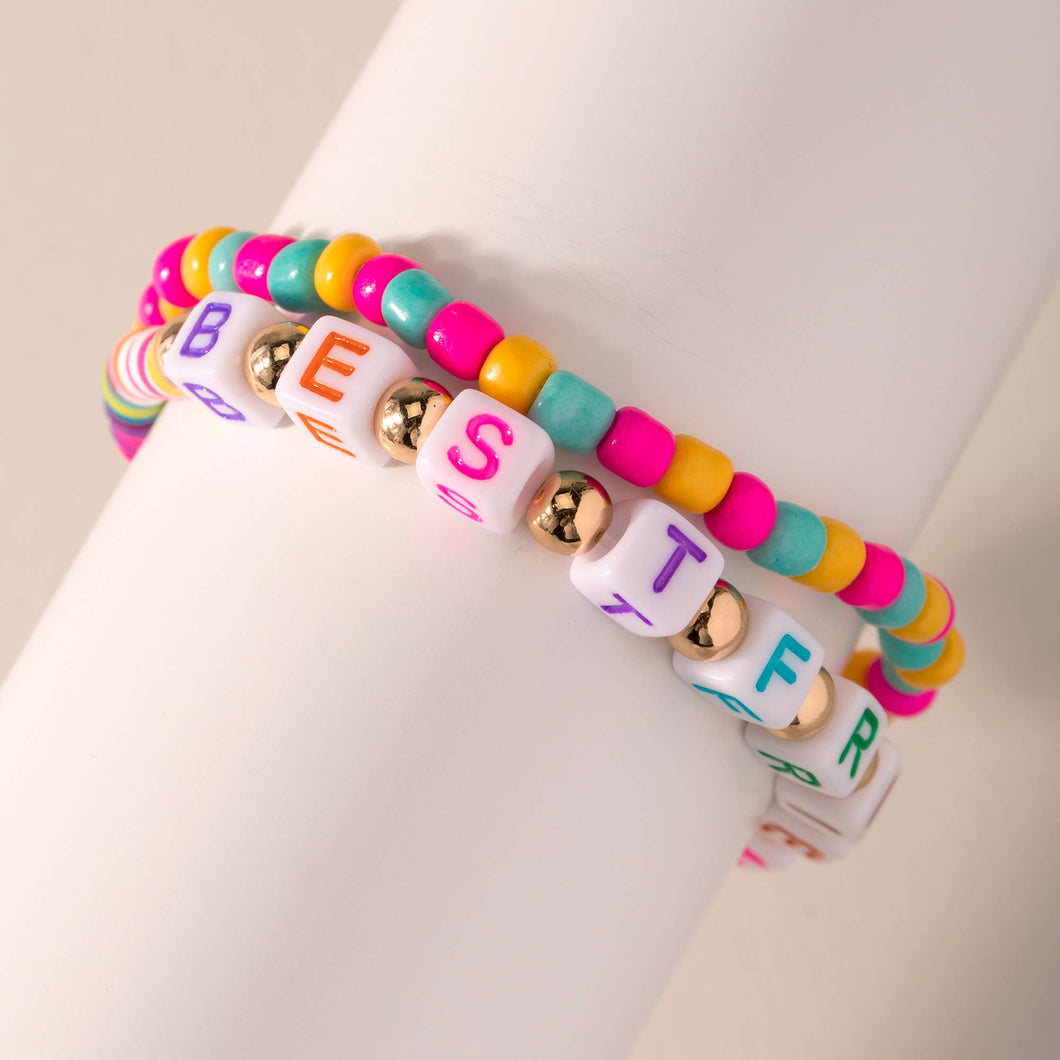 Kids Words Beaded Bracelet Set
