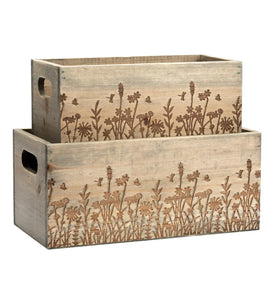 Large Rectangle Wildflower Wooden Box Planter