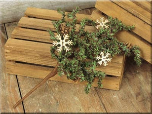 Christmas Greenery with Wooden Snowflakes Small Pick