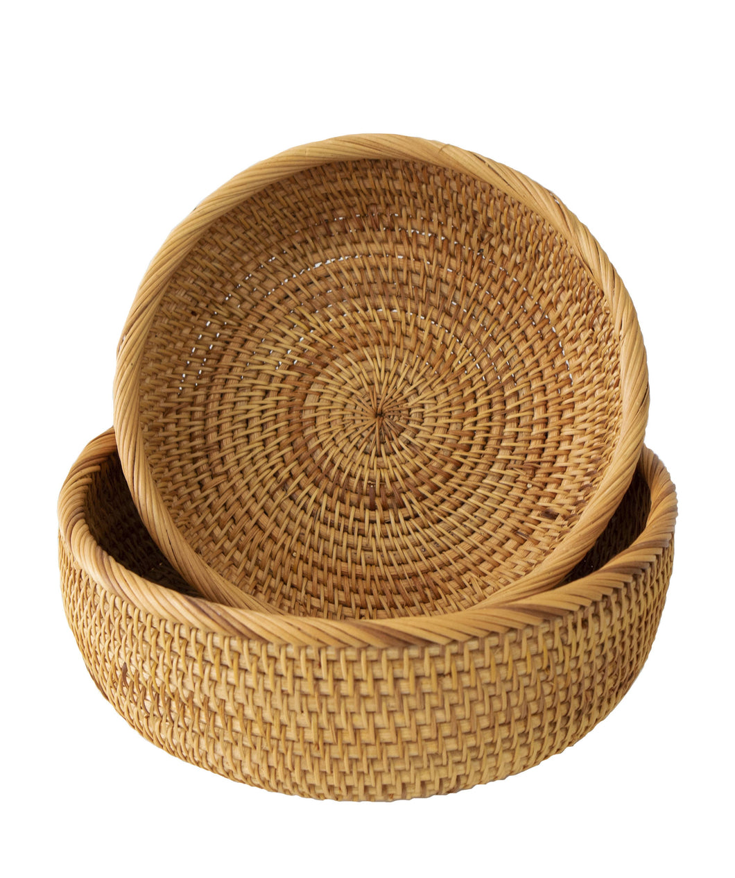 Lg. Wicker Decorative Basket Bowl Rattan Woven Serving Bowls