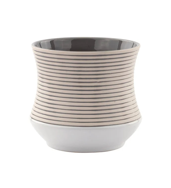 Gray/White Striped Planter