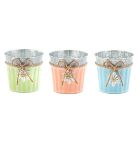 5" Pot with Flower Charm, 3 Assorted