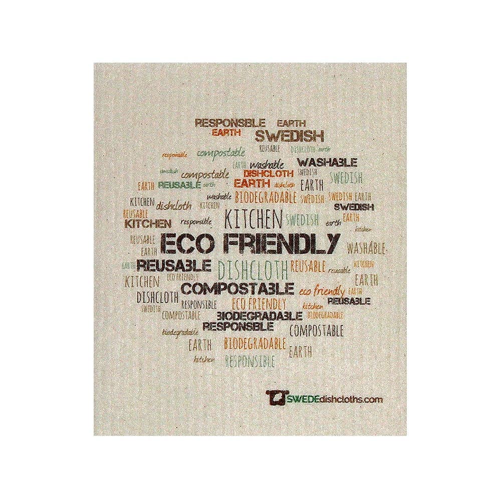 Swedish Dishcloth Wordcloud on Natural Spongecloth