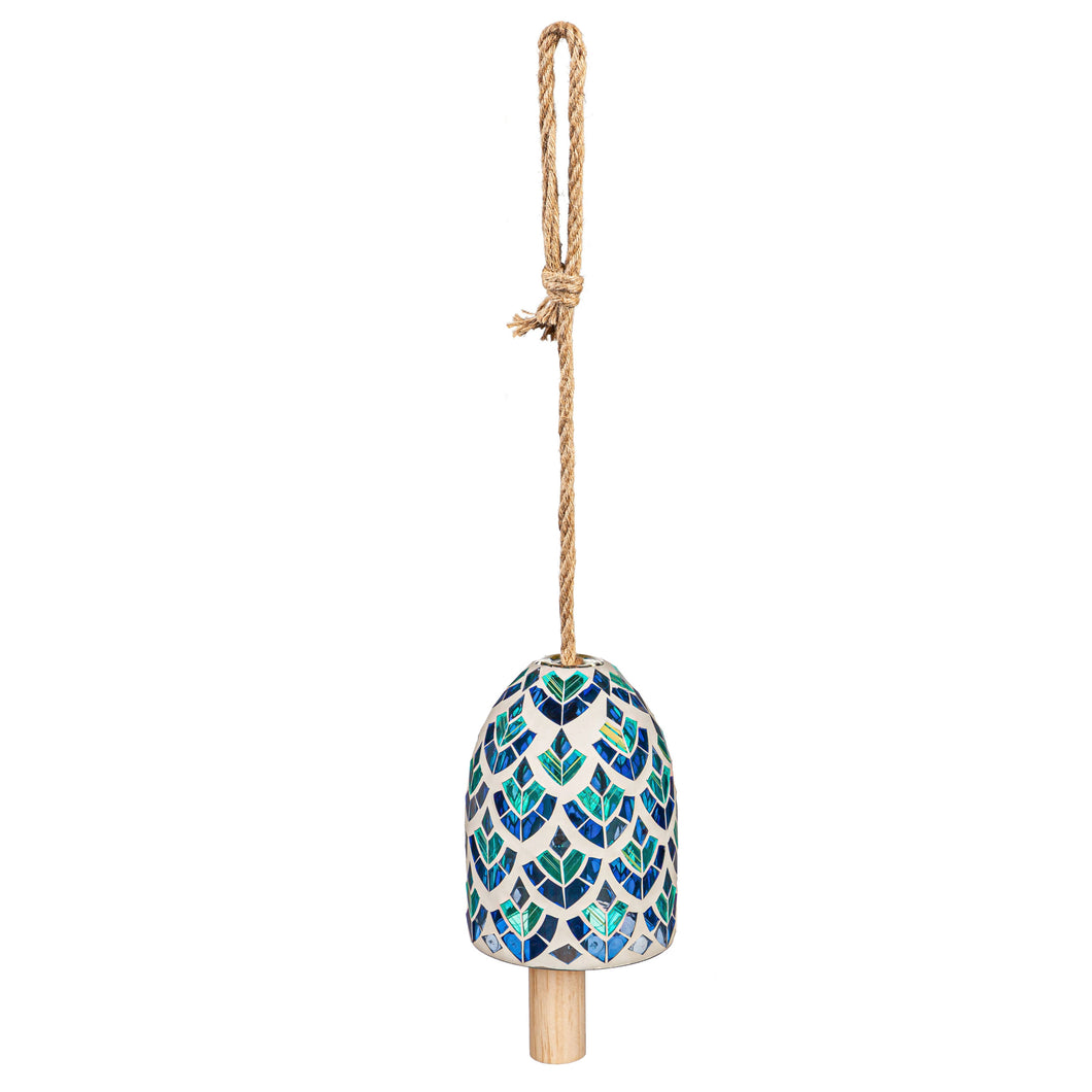 Teal, Blue, & White Mosaic Bell Chime
