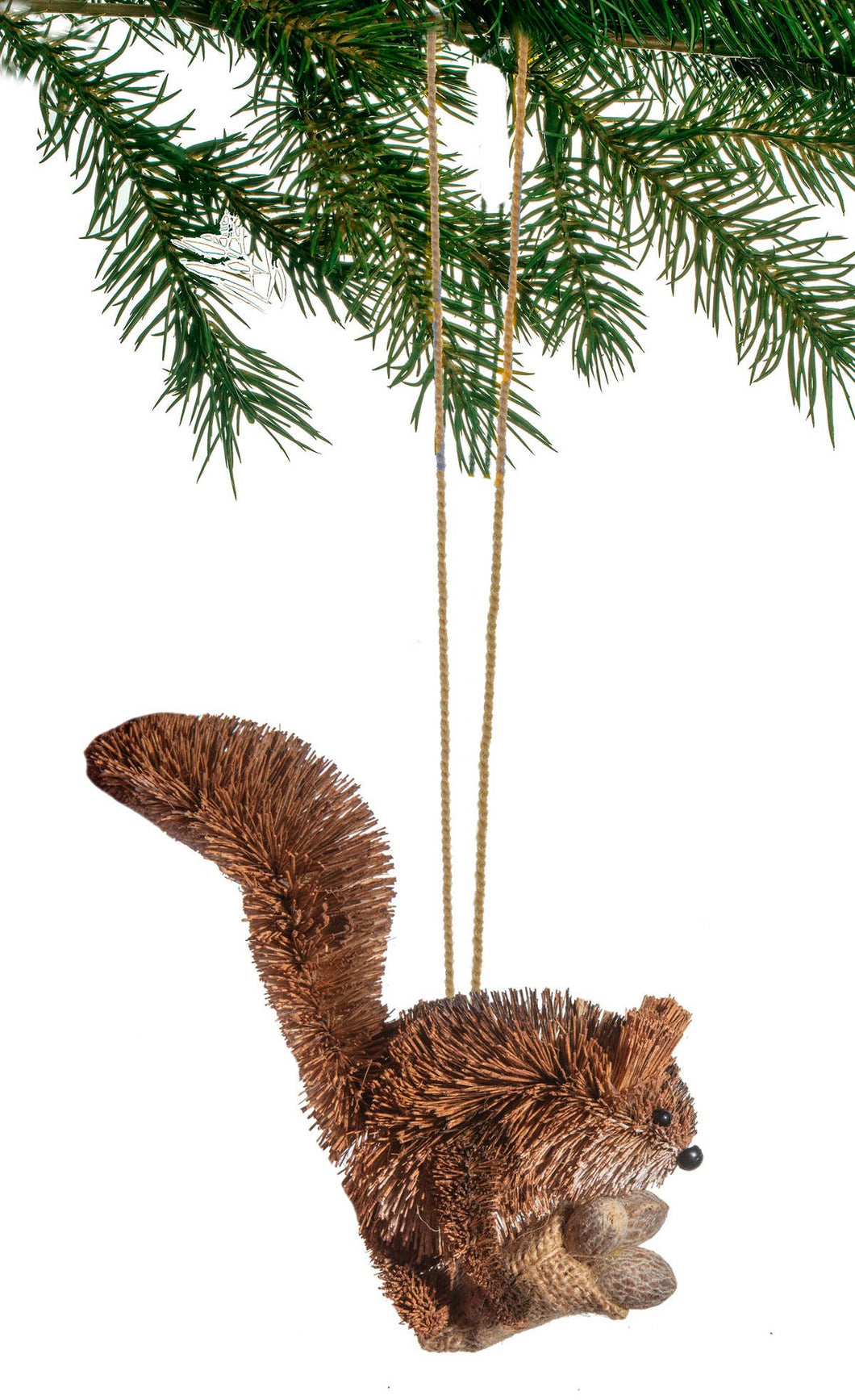 Bottle Brush Buri Squirrel w. Sack Ornament