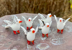 Glass Dove Sitter Miniature Sitter Collectible