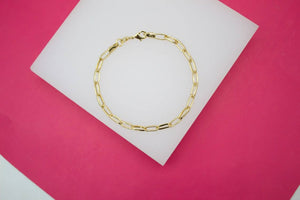 Paper Clip Link Bracelet, Gold Filled 7"