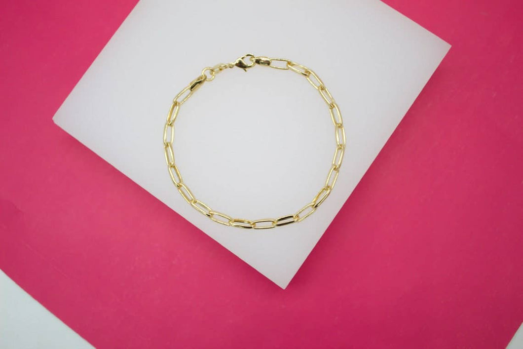 Paper Clip Link Bracelet, Gold Filled 7