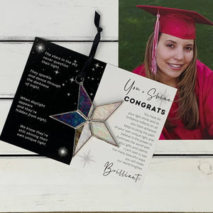 You + Shine: Congrats Handmade Stained Glass Star 7700