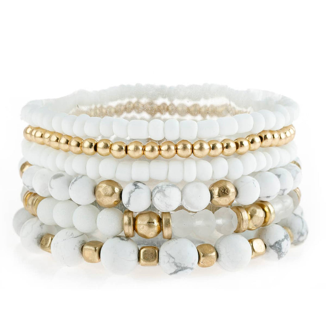 STONE MIXED BEADS CHARM BRACELET