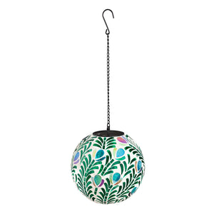 8" Solar Hanging Mosaic Gazing Ball, Peacock