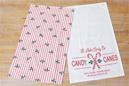 Candy Cane Tea Towels, Pack of 2